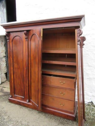 SOLD Early Victorian three door figured mahogany. 19th century Antique Wardrobes 8
