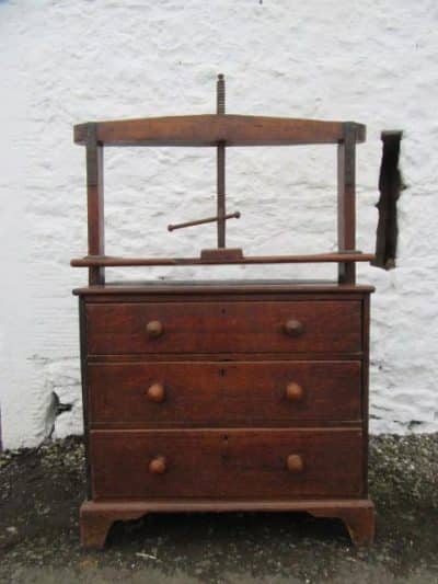 SOLD Georgian oak cloths press chest of drawers
