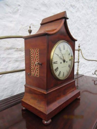 Georgian mahogany pagoda top double fusee bracket clock 18th Cent Antique Clocks 5