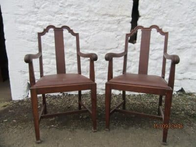SOLD Pr Victorian oak Queen Ann style carver chairs 19th century Antique Chairs 3