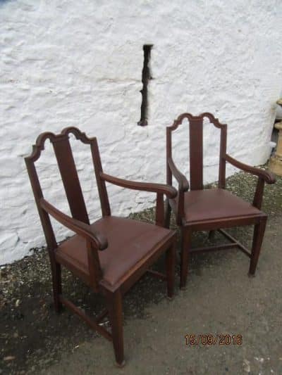 SOLD Pr Victorian oak Queen Ann style carver chairs 19th century Antique Chairs 4