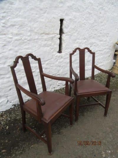 SOLD Pr Victorian oak Queen Ann style carver chairs - Image 2