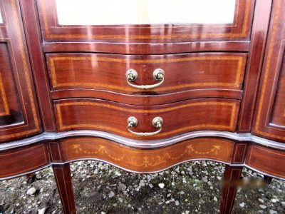 SOLD Edwardian serpentine mahogany display cabinet. Antiques Scotland Antique Cabinets 7