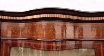 SOLD Edwardian serpentine mahogany display cabinet. - Image 4