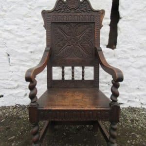 SOLD Victorian oak wainscot armchair chair 19th century Antique Chairs 3