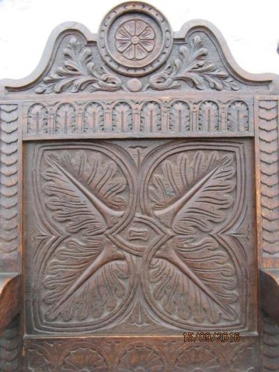SOLD Victorian oak wainscot armchair chair - Image 5