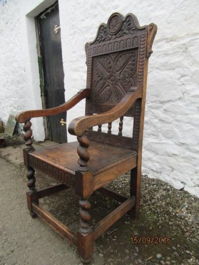 SOLD Victorian oak wainscot armchair chair 19th century Antique Chairs 5