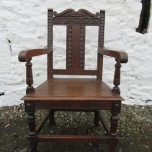 SOLD Victorian carved oak wainscot chair 19th century Antique Chairs