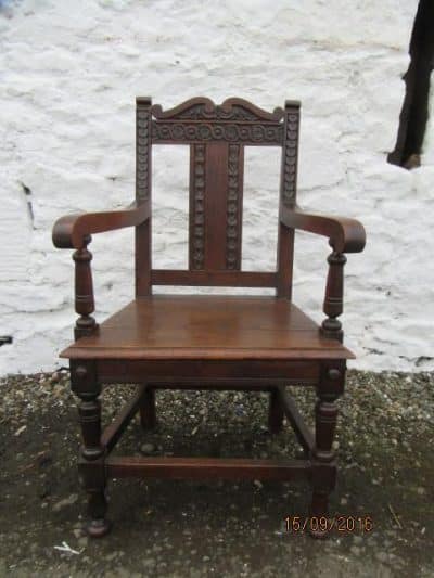 SOLD Victorian carved oak wainscot chair