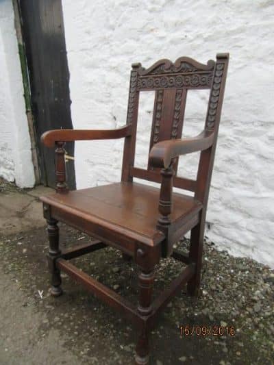 SOLD Victorian carved oak wainscot chair 19th century Antique Chairs 4
