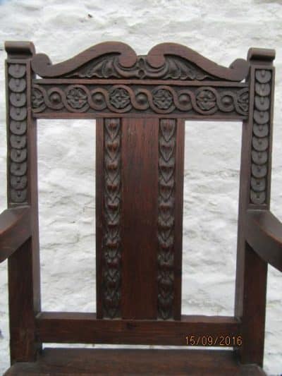 SOLD Victorian carved oak wainscot chair 19th century Antique Chairs 6