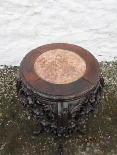 SOLD Victorian marble top chinese rosewood stand 19th century Antique Furniture 6