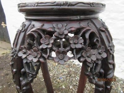 SOLD Victorian marble top chinese rosewood stand 19th century Antique Furniture 5