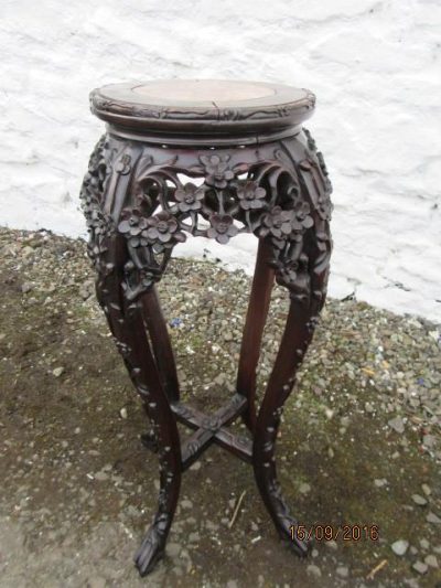 SOLD Victorian marble top chinese rosewood stand 19th century Antique Furniture 4