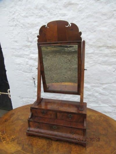 Georgian burr walnut dressing mirror 18th Cent Bedroom Antiques 3