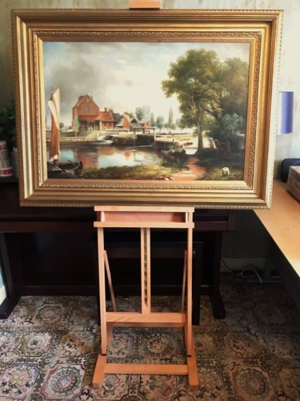 Dedham Lock & Mill After John Constable Large Landscape Oil Painting On Canvas - Image 9