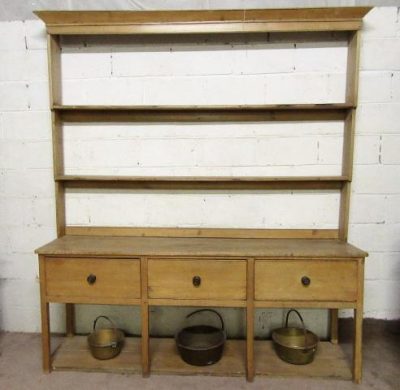 SOLD Georgian pine kitchen plate back dresser.