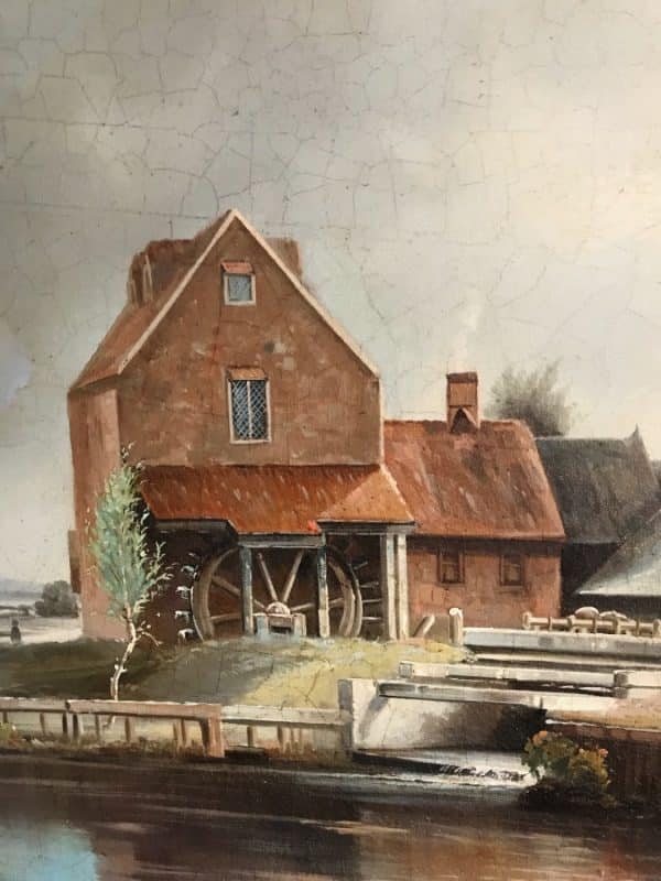 Dedham Lock & Mill After John Constable Large Landscape Oil Painting On Canvas Antique Art Antique Art 8