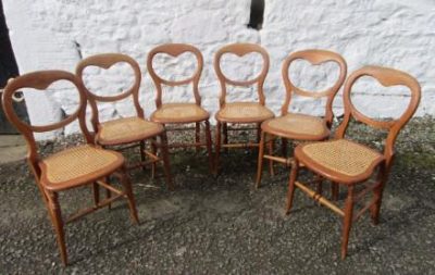 SOLD Set of six Victorian bergaire seated parlour chairs