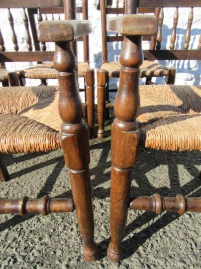 SOLD Set of 8 Victorian rush seated high back oak dining chairs - Image 3