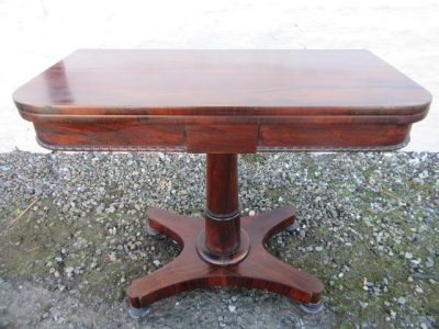 Regency rosewood foldover card table.