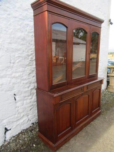 Victorian three door mahogany library bookcase - Image 2