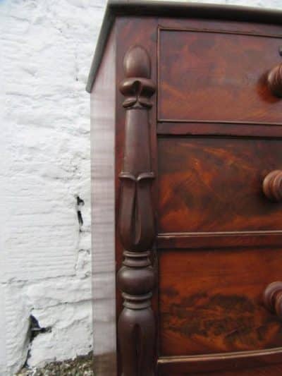 SOLD William IV bowfront figured mahogany chest of two over three drawers 19th century Antique Chest Of Drawers 4