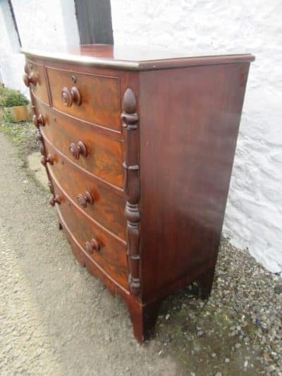 SOLD William IV bowfront figured mahogany chest of two over three drawers 19th century Antique Chest Of Drawers 6