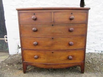 SOLD Victorian bow front mahogany chest 19th century Antique Chest Of Drawers 3