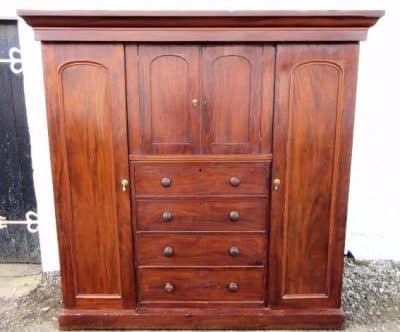 SOLD Victorian combination mahogany wardrobe. 19th century Antique Furniture 3