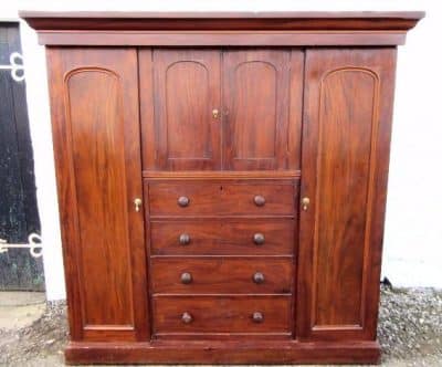 SOLD Victorian combination mahogany wardrobe.