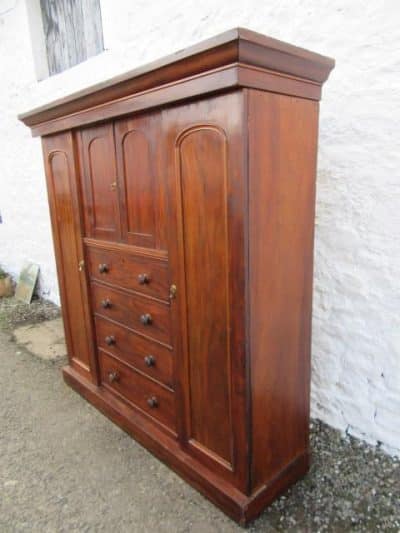 SOLD Victorian combination mahogany wardrobe. 19th century Antique Furniture 4