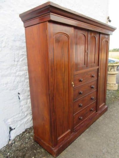 SOLD Victorian combination mahogany wardrobe. 19th century Antique Furniture 5