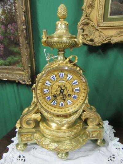 French gilt bronze mantel clock by S.Marti 19th century Antique Clocks 7