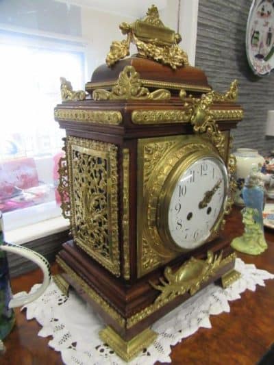 19th cent French walnut and ormolu bracket clock 19th century Antique Clocks 4