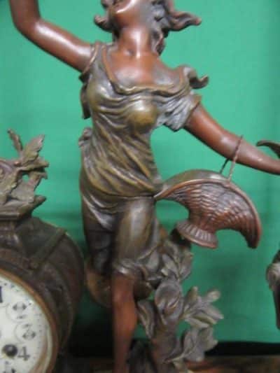 SOLD Early 20th cent French Art Nouveau spelter clock set - Image 2