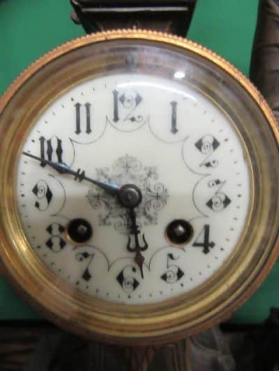 SOLD Early 20th cent French Art Nouveau spelter clock set - Image 3