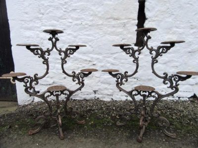 SOLD 20th century pr of cast iron tree stands