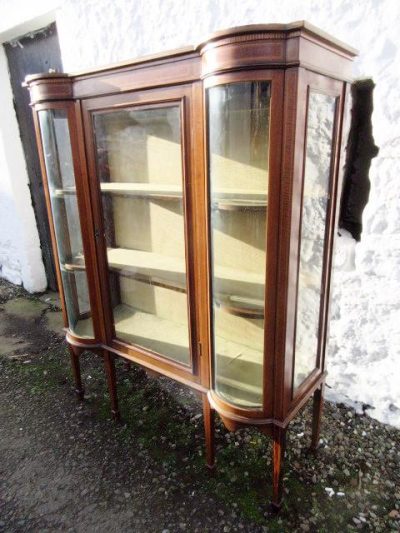 Edwardian mahogany inlaid display cabinet 19th century Antique Cabinets 4