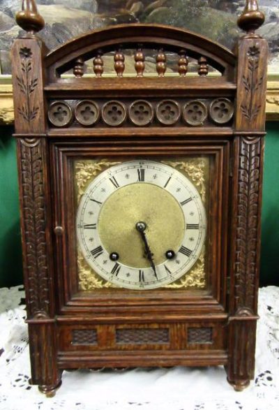 SOLD Victorian oak cased W&H mantel clock Mantel Clock Antique Clocks 3