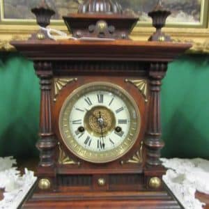 SOLD 19th cent Oak cased mantle clock 19th century Antique Clocks