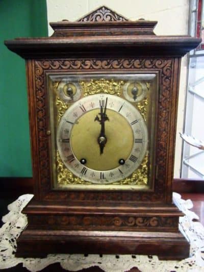 SOLD Victorian carved oak W&H bracket clock 19th century Antique Clocks 4