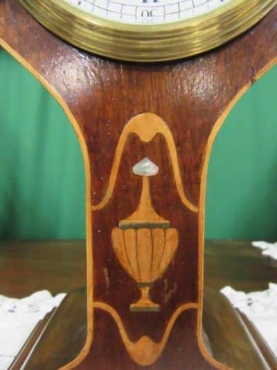 Edwardian inlaid mahogany tulip mantle clock 19th century Antique Clocks 4