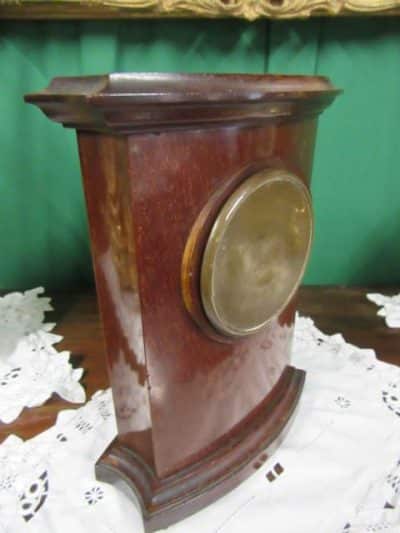 RARE Edwardian inlaid cuban mahogany letterbox mantle clock clock Antique Clocks 5