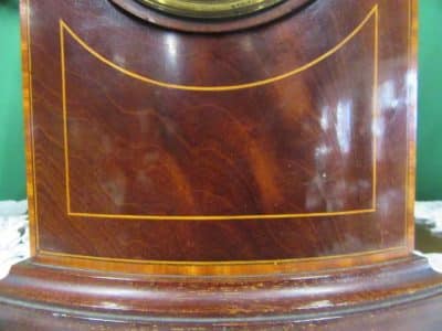 RARE Edwardian inlaid cuban mahogany letterbox mantle clock clock Antique Clocks 7