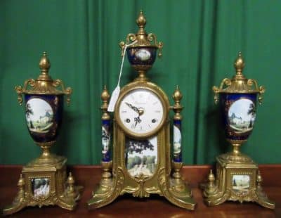SOLD French Sevres style clock garniture