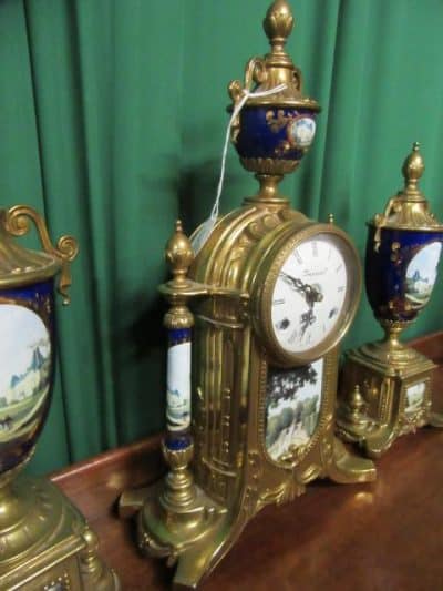 SOLD French Sevres style clock garniture - Image 8