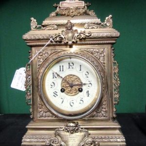 SOLD Victorian Ornate brass bracket clock 19th century Antique Clocks