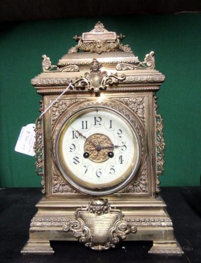 SOLD Victorian Ornate brass bracket clock 19th century Antique Clocks 3
