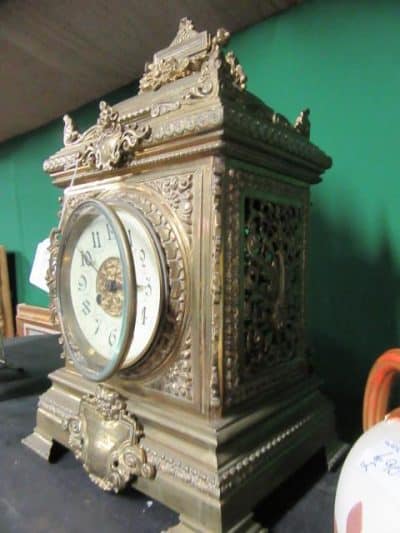 SOLD Victorian Ornate brass bracket clock 19th century Antique Clocks 4